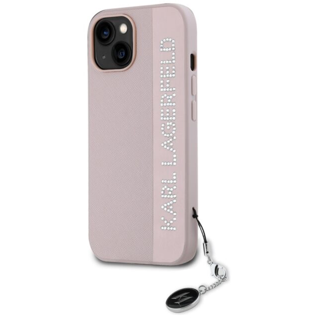 Karl Lagerfeld KLHCP15SPSAKDGCP iPhone 15 / 14 / 13 6.1" pink hardcase Saffiano Rhinestones & - imagine 2