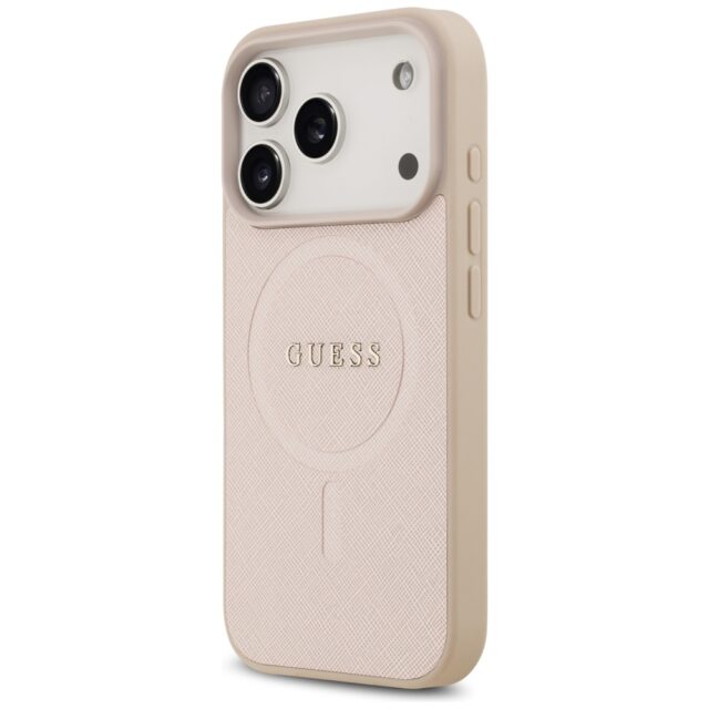 Guess Saffiano Classic Logo MagSafe Case for iPhone 17 Pro Pink - imagine 2