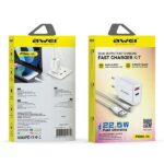 AWEI PD81L-EU 22.5W mains charger + USB cable + Lightning white GaN - imagine 2