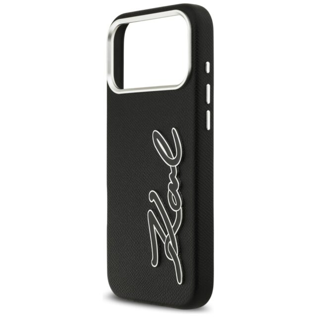 Karl Lagerfeld FW Grained Signature Logo Case for iPhone 17 Pro Max Black - imagine 6