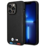 BMW BMHCP14X22PTDK iPhone 14 Pro Max 6,7" black Leather Stamp Tricolor