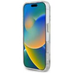 Case Guess Glitter Flowers Triangle Buttons MagSafe for iPhone 16 white - imagine 5