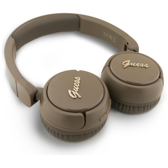 Headphones Guess Bluetooth 5.3 Metal Logo Script brown - imagine 3