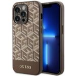 Guess GUHMP14LHGCFSEW iPhone 14 Pro 6.1" brown hard case GCube Stripes MagSafe