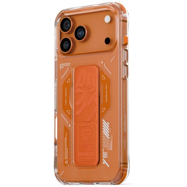 Skinarma Helio Case for iPhone 17 Pro Max Magnetic Charging + Grip Stand Orange - imagine 2