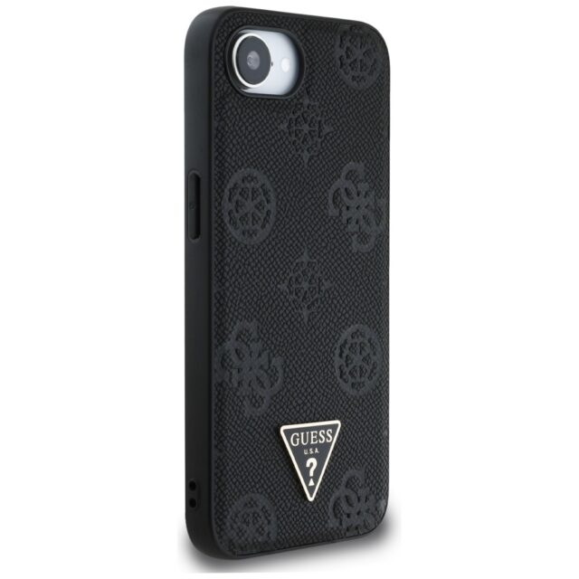 Case Guess Grained Hot Stamp Peony Triangle Logo MagSafe for iPhone 16e black - imagine 4