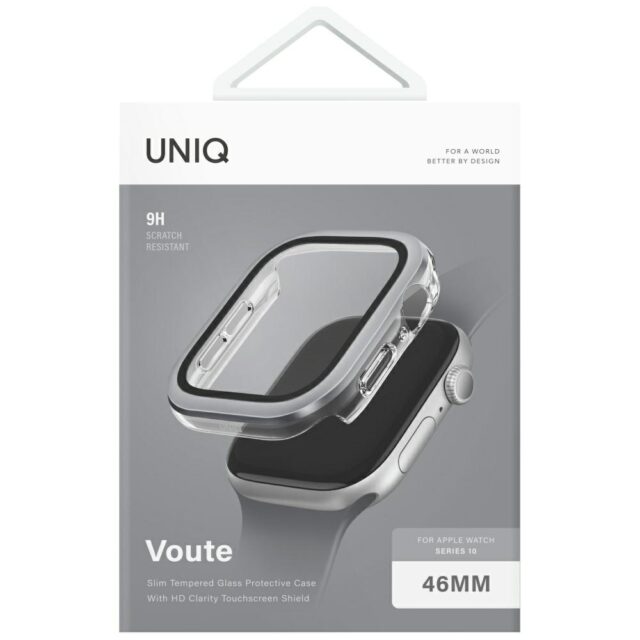 Case UNIQ Voute for Apple Watch Series 10 / 11 46mm tempered glass silver - imagine 5