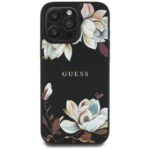 Case Guess Grained Printed Flower Pattern MagSafe for iPhone 16 Pro Max black - imagine 3