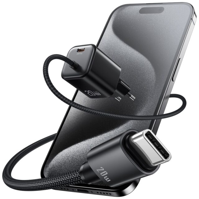 USAMS JC Series CC261 20W GaN Mini Fast Charger 2xUSB-C Black - imagine 4