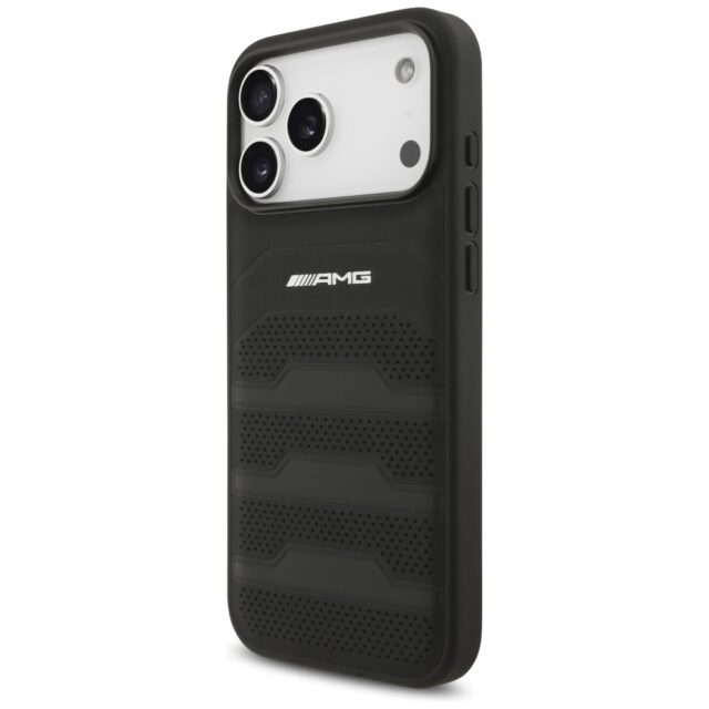 Case AMG Leather Debossed Lines Logo for  iPhone 17 Pro Max black - imagine 2