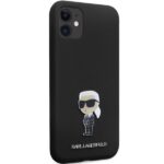 Karl Lagerfeld KLHCN61SMHKNPK iPhone 11/ Xr 6.1" black Silicone Ikonik Metal Pin - imagine 4