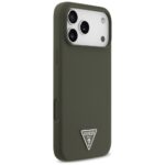 Case Guess Silicone Triangle Logo MagSafe for iPhone 17 Pro Max khaki - imagine 4