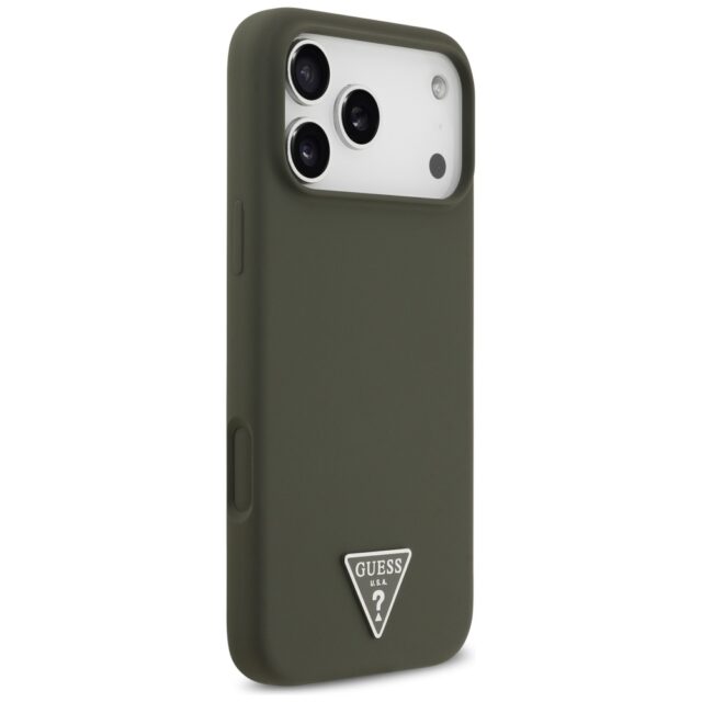 Case Guess Silicone Triangle Logo MagSafe for iPhone 17 Pro Max khaki - imagine 4