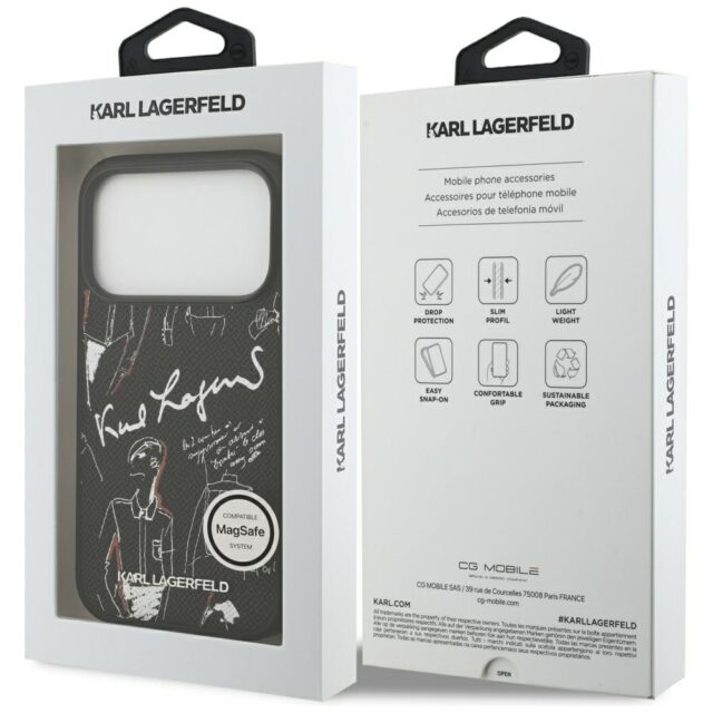 Karl Lagerfeld Grained Pattern & Logo MagSafe Case for iPhone 17 Pro Black - imagine 8