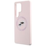 Case Karl Lagerfeld Silicone Double Heads And Circle MagSafe Samsung Galaxy S25 Ultra pink - imagine 6