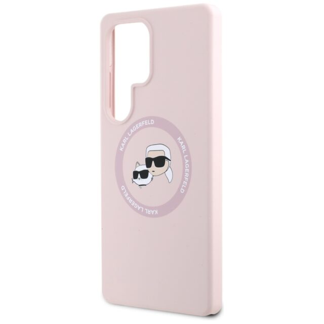 Case Karl Lagerfeld Silicone Double Heads And Circle MagSafe Samsung Galaxy S25 Ultra pink - imagine 6