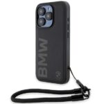 Case BMW BMHCP15X23RMRLK iPhone 15 Pro Max 6.7" black hardcase Signature Leather Wordmark Cord