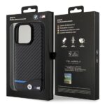 Case BMW BMHMP15L22NBCK iPhone 15 Pro 6.1" black hardcase Leather Carbon MagSafe - imagine 8