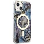 Guess GUHMP14SHLEOPWB iPhone 14 / 15 / 13 6.1" blue hardcase Leopard MagSafe - imagine 4
