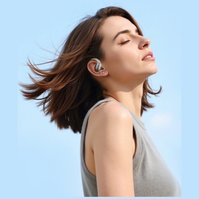 Bluetooth headphones 4smarts SkyBuds OWS with AI screen beige - imagine 8