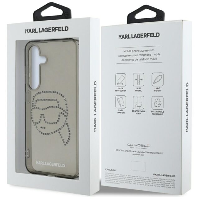 Karl Lagerfeld Rhinestones Karl Head Logo Case for Samsung Galaxy S25 Black - imagine 8