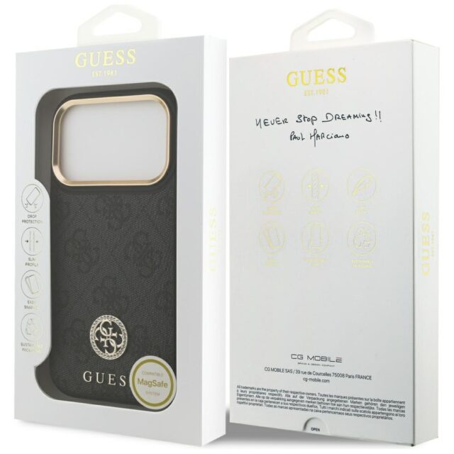 Case Guess 4G Strass Logo MagSafe for iPhone 17 Pro black - imagine 8