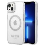 Guess GUHMP14SHTRMS iPhone 14 / 15 / 13 6.1" silver hard case Metal Outline Magsafe