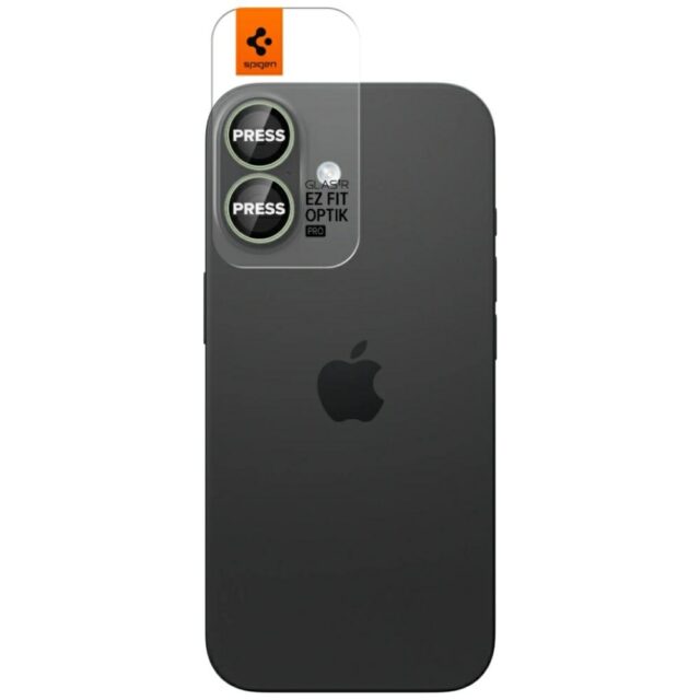 Spigen Optik Pro Glas.TR "EZ FIT" Camera Protector 2pcs for iPhone 17 / 16 / 16 Plus green - imagine 2