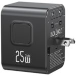 Travel Charger Adapter USAMS CC309 2xUSB-C 25W 4in1 US/AU/EU/UK black - imagine 2