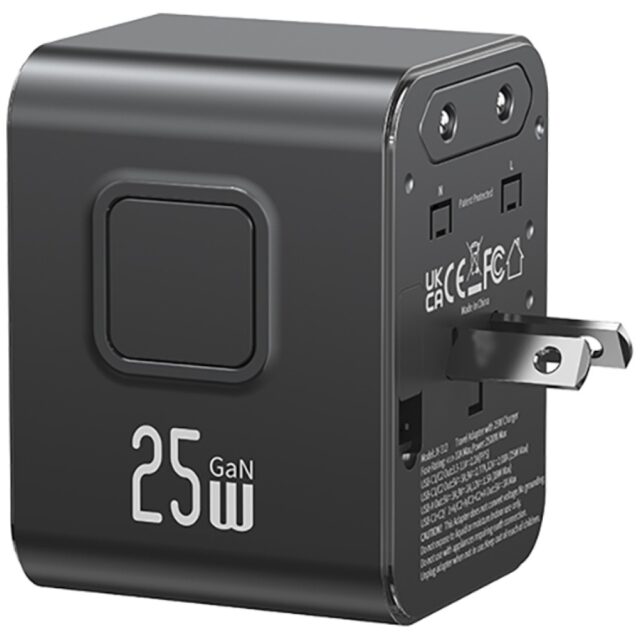 Travel Charger Adapter USAMS CC309 2xUSB-C 25W 4in1 US/AU/EU/UK black - imagine 2