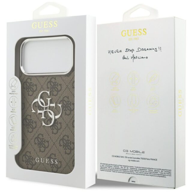 Case Guess 4G Big 4G Classic Logo for  iPhone 17 Pro Max brown silver - imagine 8