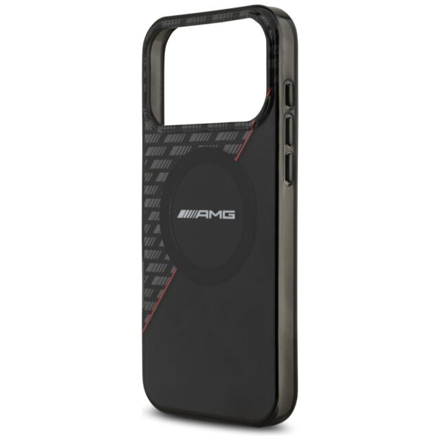 Case AMG Double Layer Transparent Rhombs MagSafe for iPhone 17 Pro Max black-red - imagine 6