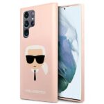 Karl Lagerfeld KLHCS22LSLKHPI S22 Ultra S908  pink hardcase Silicone Karl`s Head