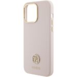 Guess GUHCP15XM4DGPP iPhone 15 Pro Max 6.7" pink hardcase Silicone Logo Strass 4G - imagine 6