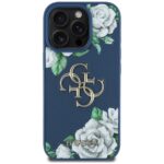 Case Guess Grained Roses Big 4G logo for iPhone 16 Pro Max blue - imagine 3