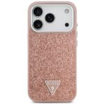 Guess Glitter Triangle Logo MagSafe Case for iPhone 17 Pro Pink - imagine 3