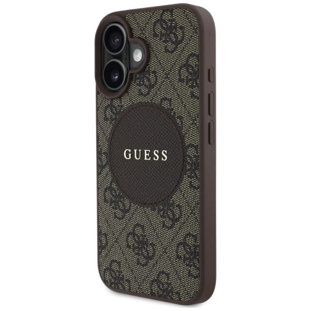 Case Guess 4G Circle Classic Logo MagSafe for iPhone 16 brown - imagine 2