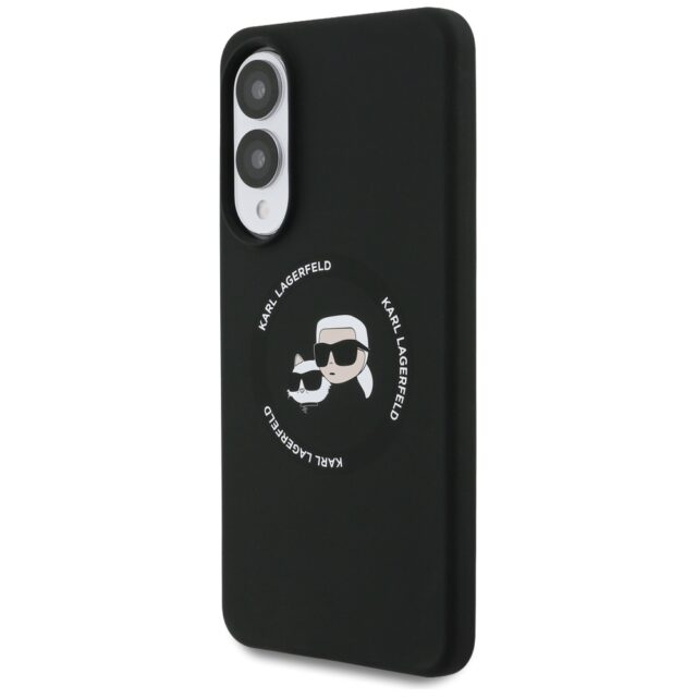 Case Karl Lagerfeld Silicone Double Heads And Circle MagSafe for Samsung Galaxy S25 Edge black - imagine 2