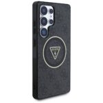 Case Guess 4G Glitter Triangle Buttons MagSafe for Samsung Galaxy S25 Ultra black - imagine 4