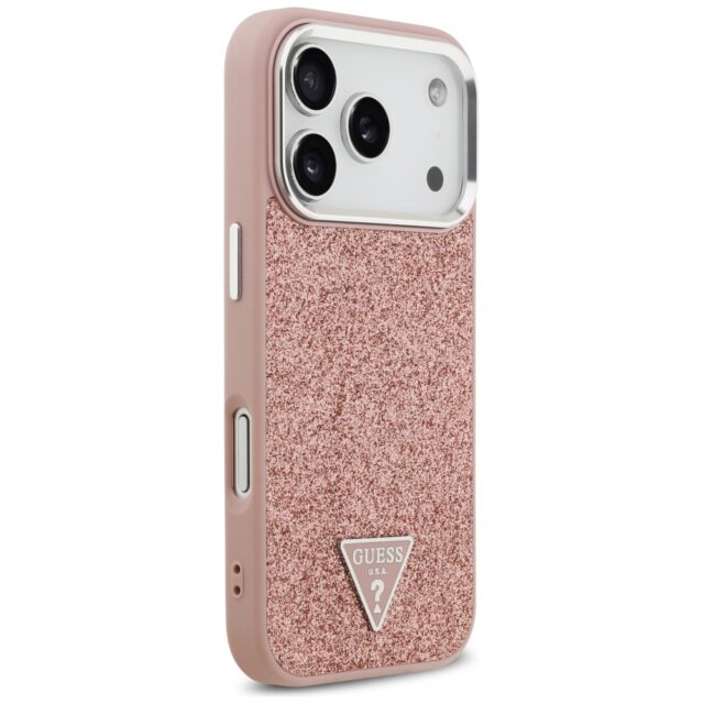 Guess Glitter Triangle Logo MagSafe Case for iPhone 17 Pro Pink - imagine 4