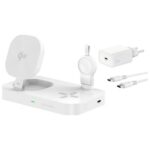 4smarts Qi2 Trident Charging Station with Charger for Galaxy Watch White