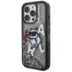 Case Karl Lagerfeld Liquid Glitter       Choupette Logo MagSafe for iPhone 16 Pro Max black - imagine 2