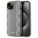 DKNY DKHMP15MPCPVSLE iPhone 15 Plus 6.7" beige hardcase Leather Checkered Mono Pattern MagSafe