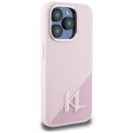 Case Karl Lagerfeld Silicone Shadow Metal Initial MagSafe for iPhone 15 Pro Max pink - imagine 4