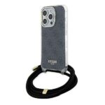 Guess GUHCP15LHC4SEK iPhone 15 Pro 6.1" black hardcase Crossbody Cord 4G Print