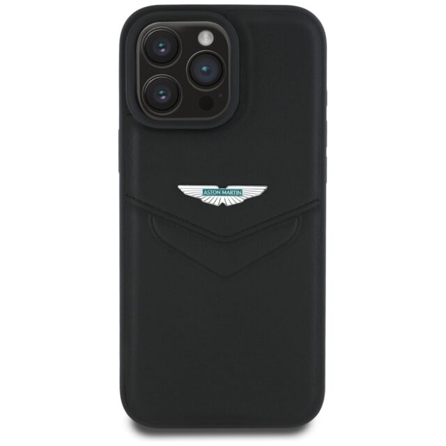 Case Aston Martin HC Leather Victory Design for iPhone 16 Pro Max black - imagine 3