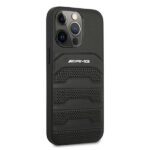 AMG AMHCP13XGSEBK iPhone 13 Pro Max 6,7" black hardcase Leather Debossed Lines - imagine 4