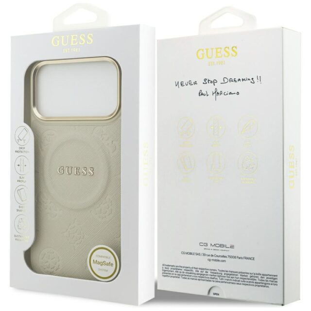 Case Guess Peony Hot Stamp MagSafe for iPhone 17 Pro Max beige - imagine 8