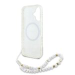 Guess GUHMP16SHCPOFPH iPhone 16 6.1" white hardcase IML Flowers Allover Electro With Pearl Stra - imagine 6