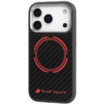 Case Audi RSQ Carbon Fiber Sport Red Circle MagSafe for iPhone 17 Pro black - imagine 3